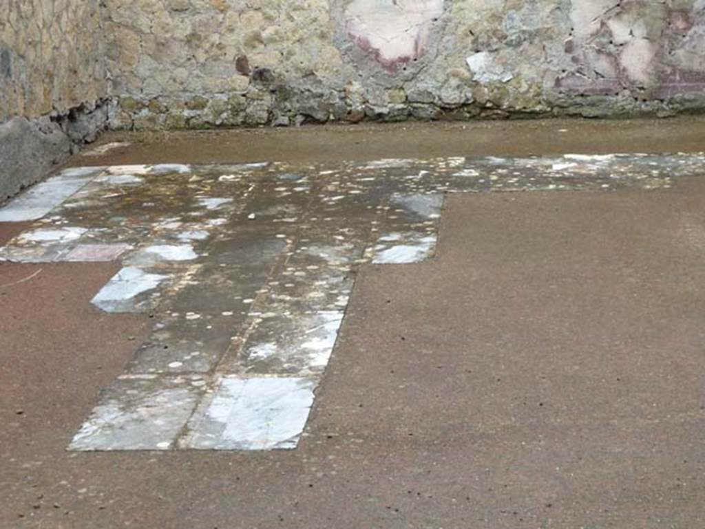 IV.4 Herculaneum. September 2015. Room 20, flooring of triclinium in opus sectile, which was partly removed by the Bourbon excavators.