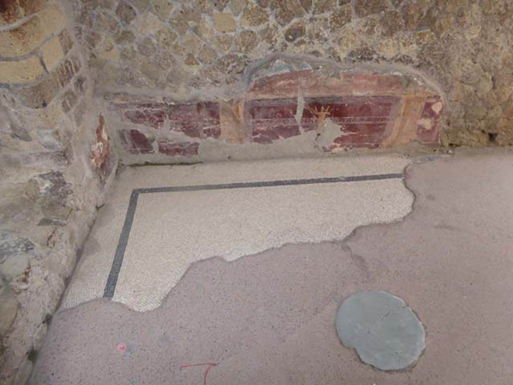 V 7, Herculaneum, October 2014. Detail of decoration from south wall of tablinum, in south-east corner.  Photo courtesy of Michael Binns.
