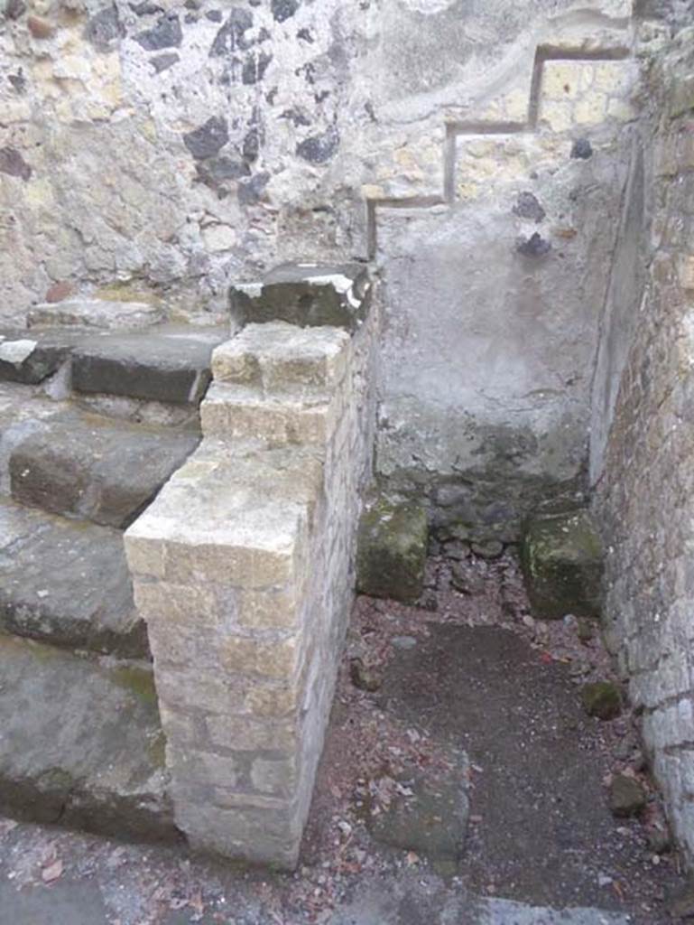 V.35 Herculaneum, September 2015.  South-east corner of kitchen 9.
Latrine beneath stairs to upper floor. Photo courtesy of Michael Binns.

