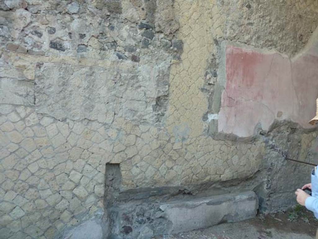 Ins. V 35, Herculaneum, September 2015. Triclinium 1, west wall.