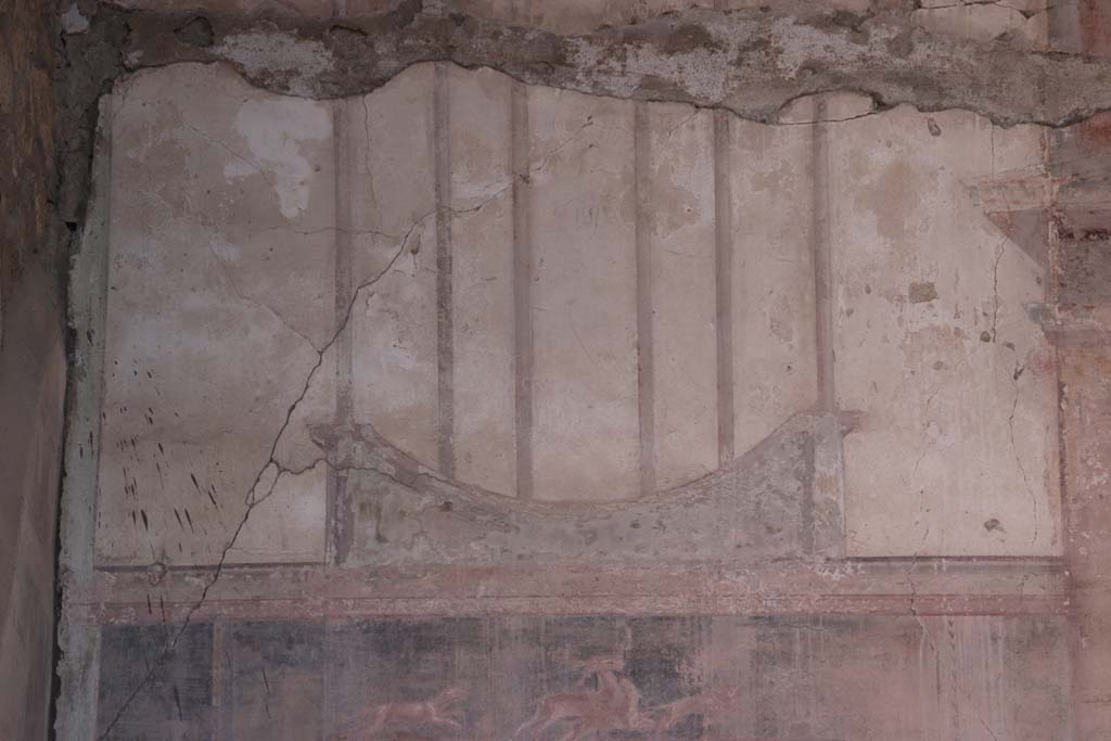 V.35 Herculaneum, October 2020. Triclinium 1, detail from panel at west end of north wall. Photo courtesy of Klaus Heese.