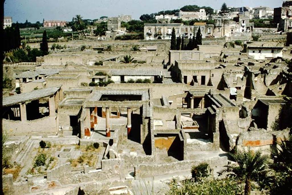 Ins. Orientalis I, 1, Herculaneum, 1957. Looking west from access roadway into rear garden of the House of Gem, on left.
Source: The Wilhelmina and Stanley A. Jashemski archive in the University of Maryland Library, Special Collections (See collection page) and made available under the Creative Commons Attribution-Non Commercial License v.4. See Licence and use details. J57f0428
