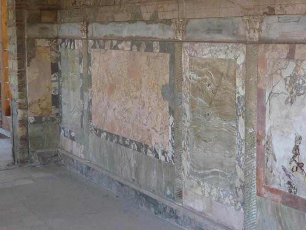 Ins. Or. 1. 2, Herculaneum. June 2012. Marble panelling in north-east corner and east wall of Marble Salon. Photo courtesy of Michael Binns.

 

