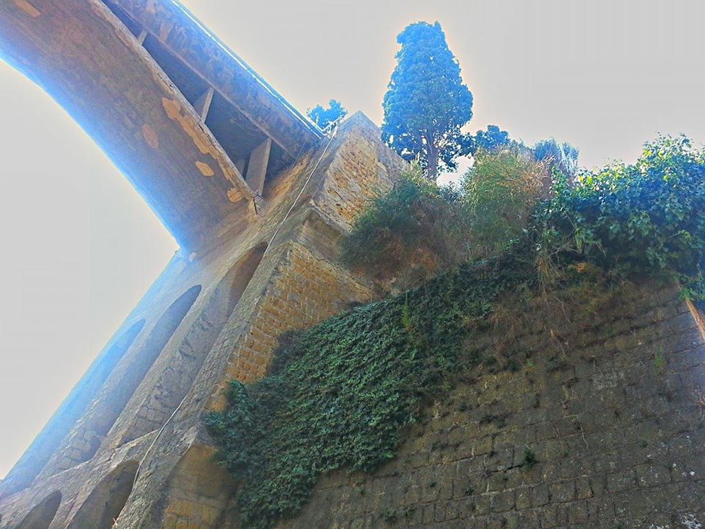 Ins. Orientalis II.4, Herculaneum, photo taken between October 2014 and November 2019. 
Access bridge above the long rectangular basin. Photo courtesy of Giuseppe Ciaramella.
