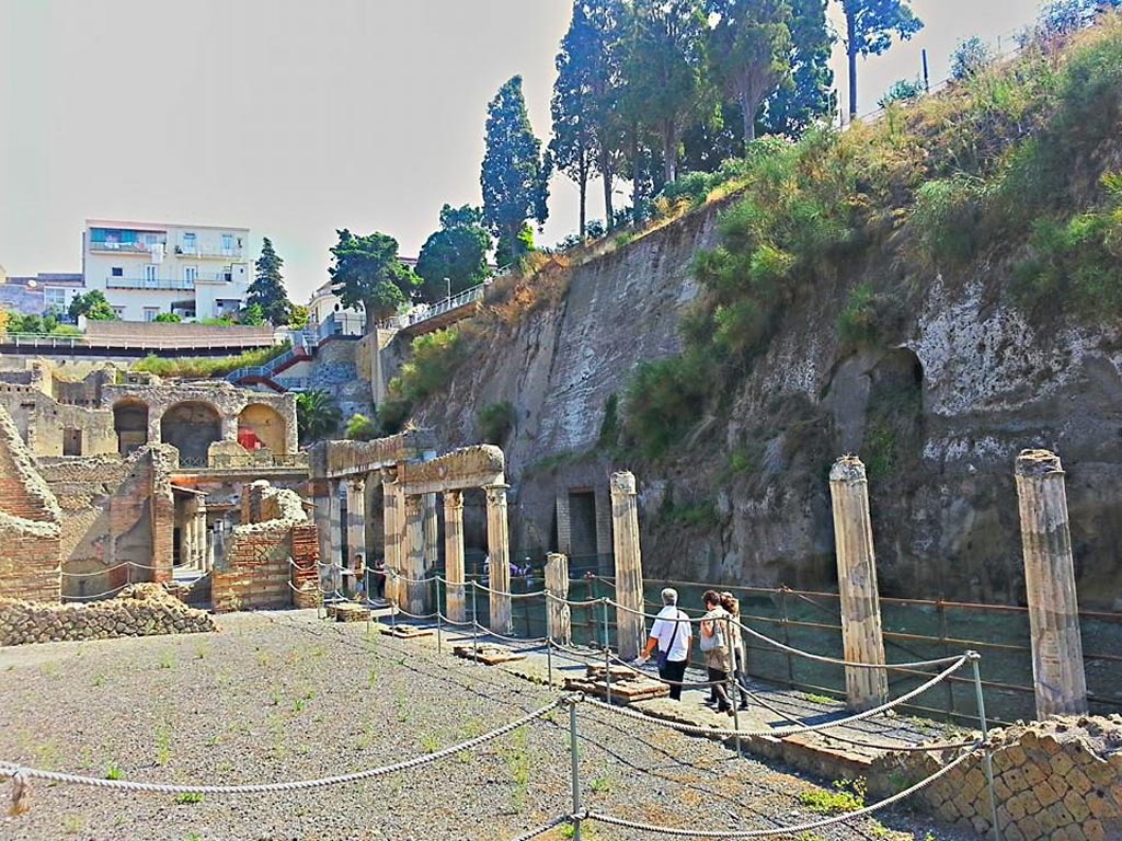 Ins. Orientalis II.4, Herculaneum, photo taken between October 2014 and November 2019. 
Looking north-east from east end of large entrance hall. Photo courtesy of Giuseppe Ciaramella.

