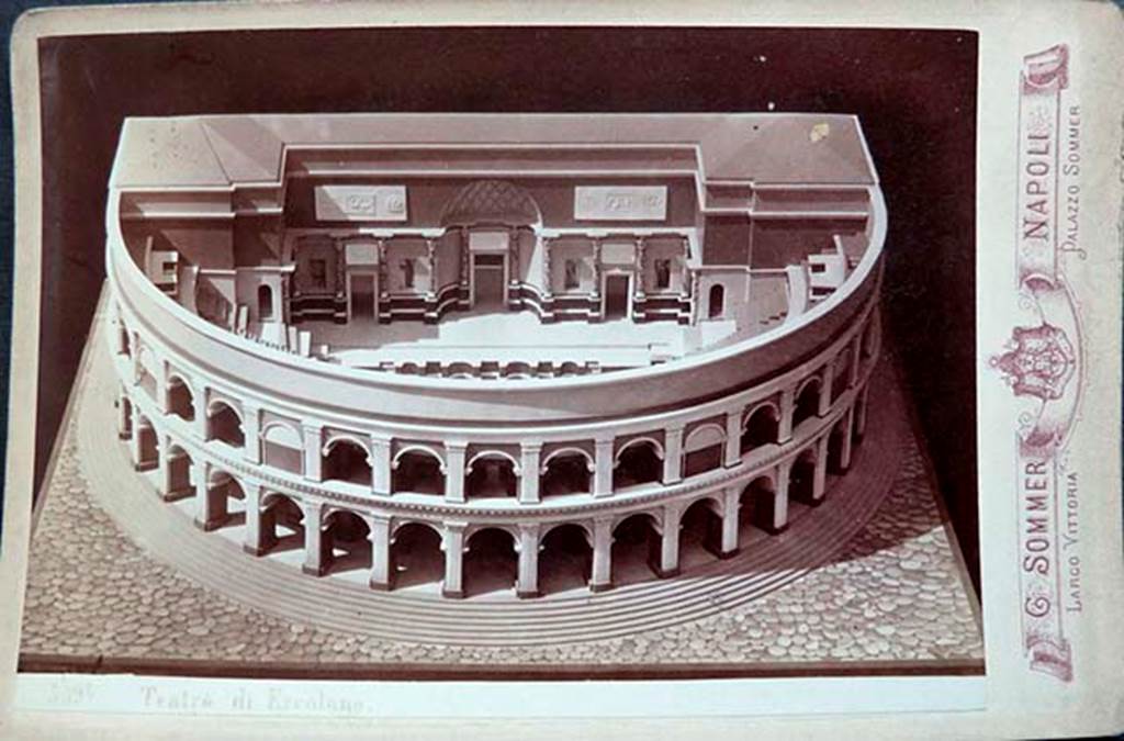 Herculaneum Theatre. Old photograph by G. Sommer showing a model of the theatre.