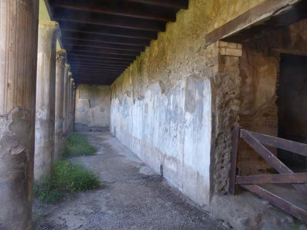 II.2 Herculaneum, September 2015. Painted west wall of west portico.