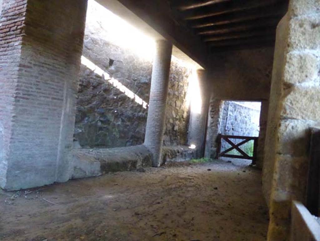 II.2 Herculaneum, September 2015. Looking towards north-west side and part of a second peristyle which has not been excavated, from doorway from west portico.
