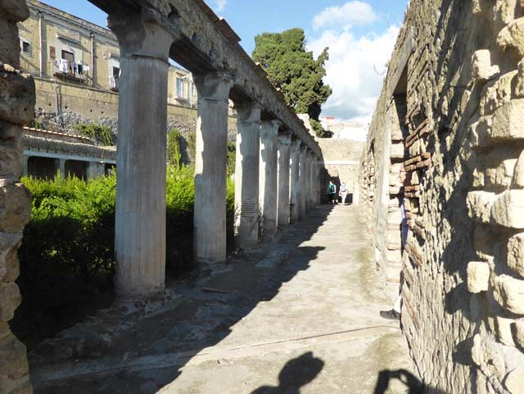 II.1 Herculaneum, September 2015. Looking north towards peristyle, through the doorway formed from a Bourbon tunnel. 