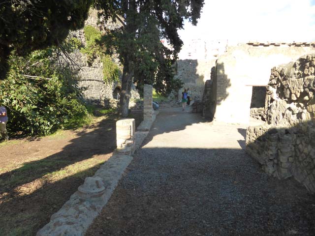 II.3 Herculaneum, September 2015. Looking north from south-east corner of portico.
