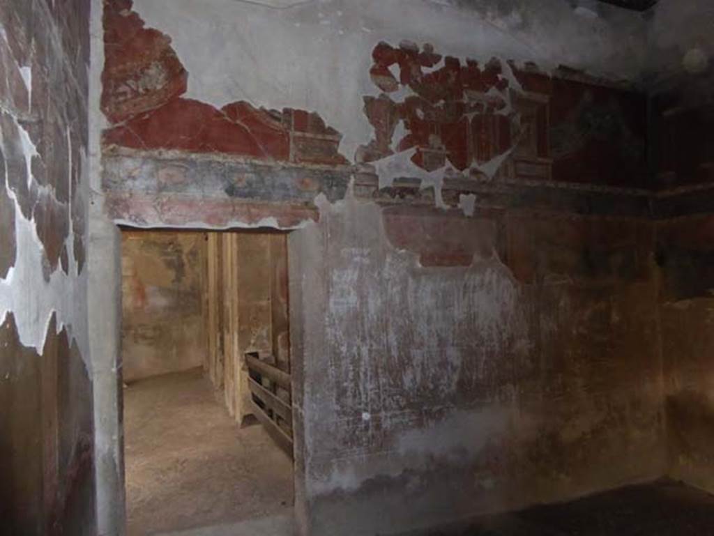 III.11 Herculaneum, October 2014. Room 8, doorway to atrium and east wall. Photo courtesy of Michael Binns.