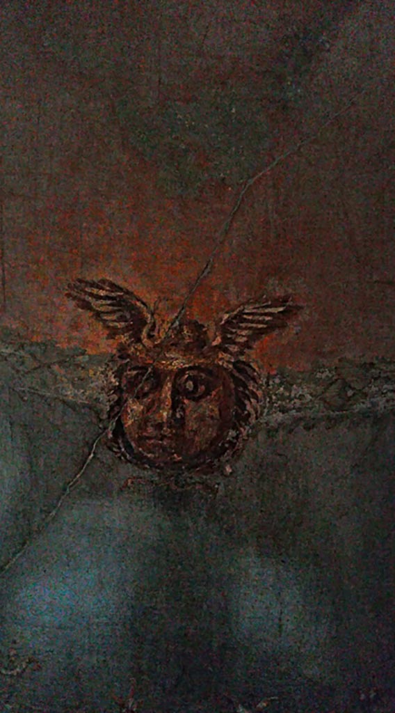 III,11 Herculaneum, photo taken between October 2014 and November 2019. 
Room 8, detail of painted decoration. Photo courtesy of Giuseppe Ciaramella.
