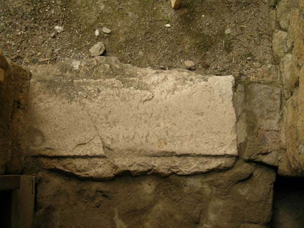 III.14/15 Herculaneum, April 2005. Threshold of room 11. Photo courtesy of Nicolas Monteix.