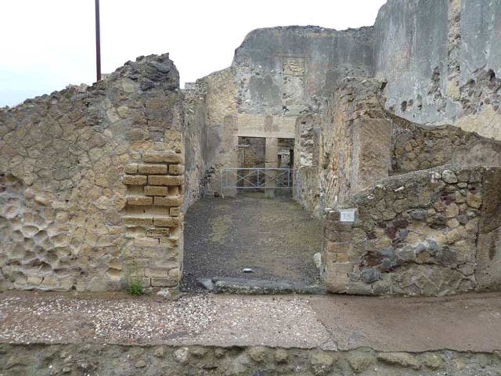 Ins. III.18 Herculaneum, September 2015. Looking west to entrance doorway towards rooms in north-east corner.