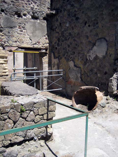 IV.17, Herculaneum, June 2011. Looking towards north-west corner with doorway to rear room. Photo courtesy of Sera Baker.