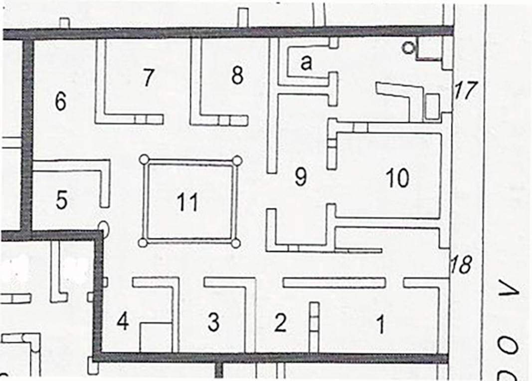 Herculaneum IV.17-18. Plan of Taberna di Priapo, or Bar of Priapus and linked dwelling.