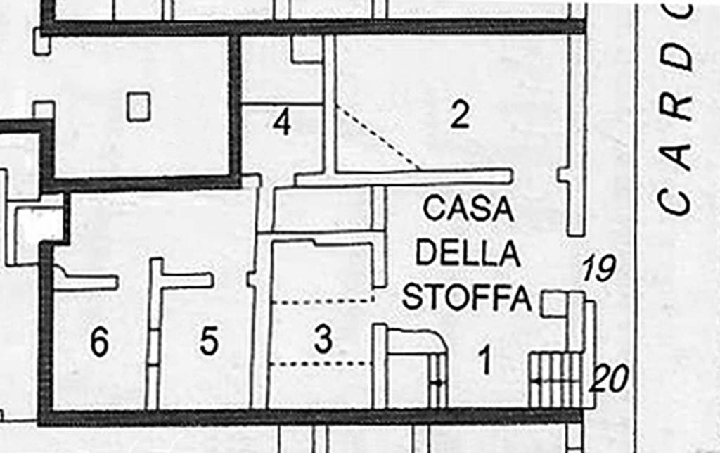 Herculaneum IV.19. Plan of Casa della Stoffa or House of the Cloth.
