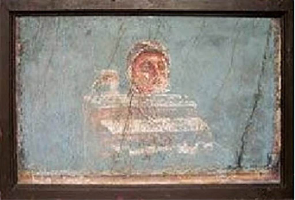 IV.21 Herculaneum. Wall painting detached from socle (zoccolo) of east wall at left end (north side).
Now in Naples Archaeological Museum. Inventory number 9804.
