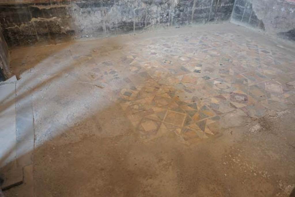 IV.21, Herculaneum, June 2017. Triclinium 5, opus sectile flooring. Photo courtesy of Michael Binns.