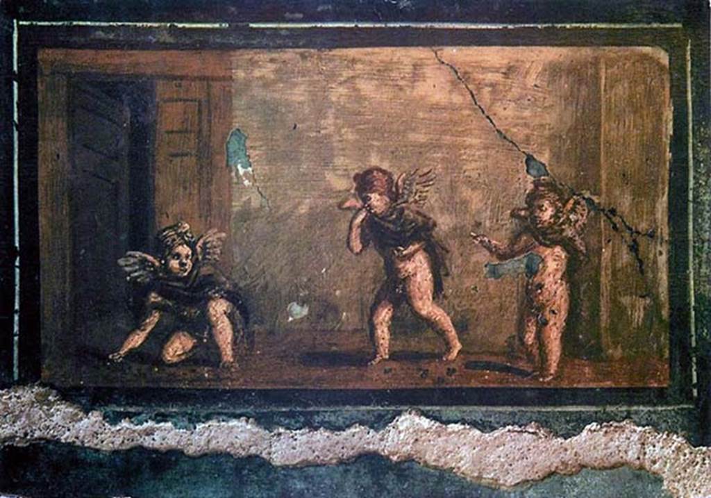 IV.21 House of the Stags, Casa dei Cervi. Postcard c. 1970. Cupids playing with nuts.