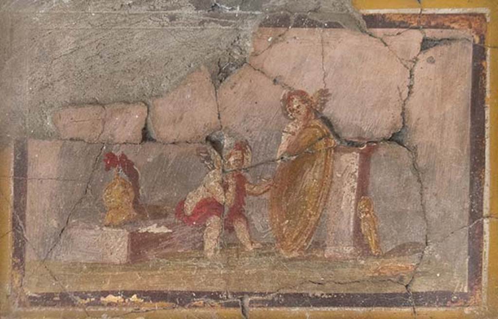 IV.21 House of the Stags, Casa dei Cervi. Cupids playing with the armour of Hercules.