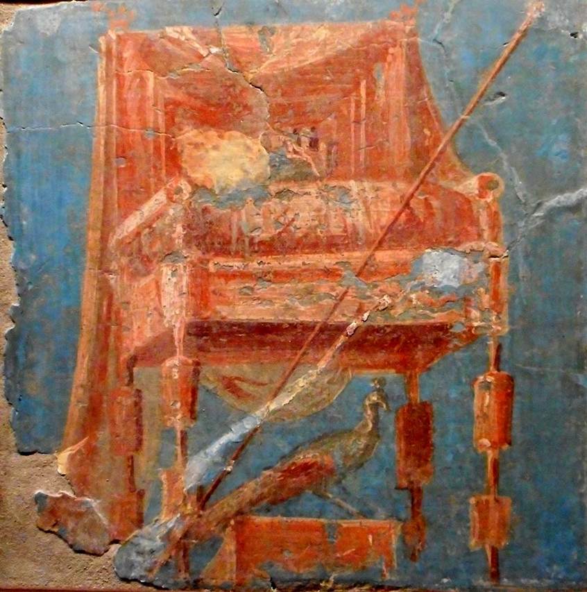 IV.21 Herculaneum. Oecus 16. Right side of the east wall. Throne with the attributes of Juno/Hera.
Now in Naples Archaeological Museum. Inventory number 9871.
Photo courtesy of Carlo Raso.

