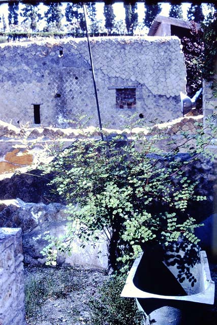 IV.21, Herculaneum. 7th August 1976.
Bronze bath, which was found on 25th September 1930 in the south-east area of the garden, under the exterior steps that led to above room 17.
Photo courtesy of Rick Bauer, from Dr George Fay’s slides collection.
