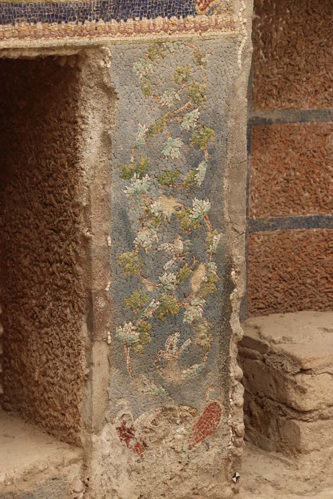 V.7 Herculaneum. September 2019. Detail from west side of niche on north wall.
Photo courtesy of Klaus Heese. 
