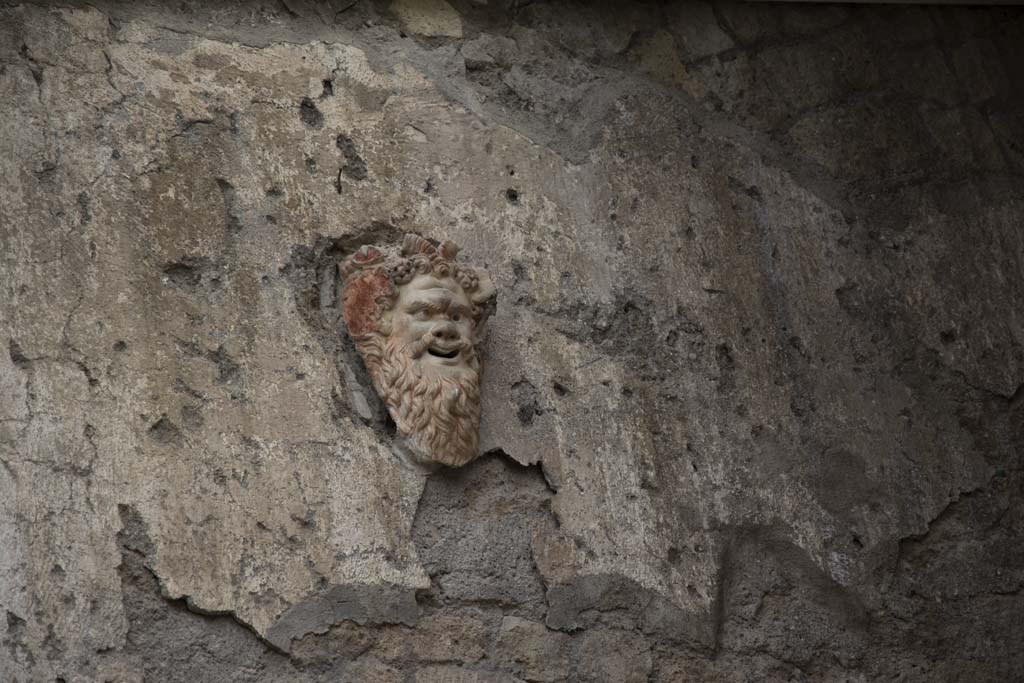 V.7 Herculaneum, March 2019. Detail of mask on north wall
Foto Annette Haug, ERC Grant 681269 DÉCOR.
