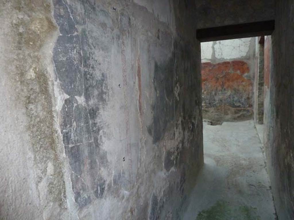 Ins. V 7, Herculaneum, September 2015. North wall of corridor.