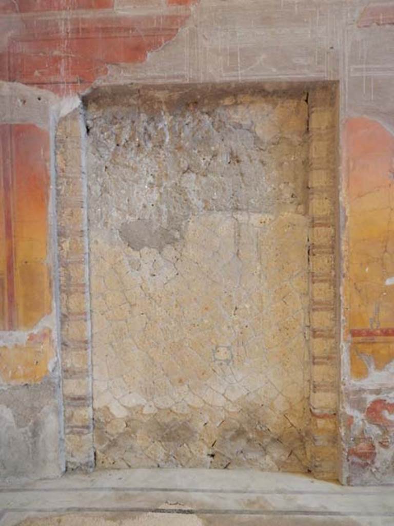 V.8 Herculaneum. May 2018. 
Room 7, blocked doorway which in times past would have connected with the west wall of the peristyle of V.15.
Photo courtesy of Buzz Ferebee.
