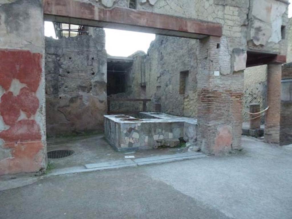 V.10, Herculaneum, October 2012. Looking south to entrance, on the right is Cardo IV Superiore.  Photo courtesy of Michael Binns.
