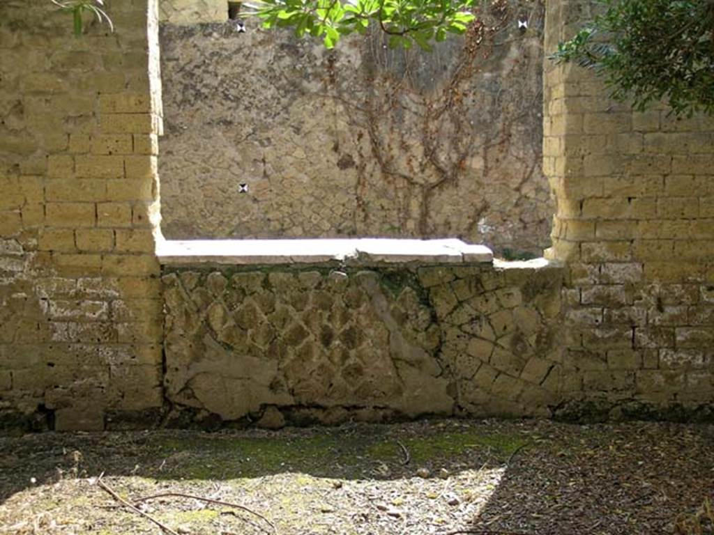 V.15, Herculaneum, May 2004. Looking south through window from garden area/peristyle towards south wall of large oecus.
Photo courtesy of Nicolas Monteix.
