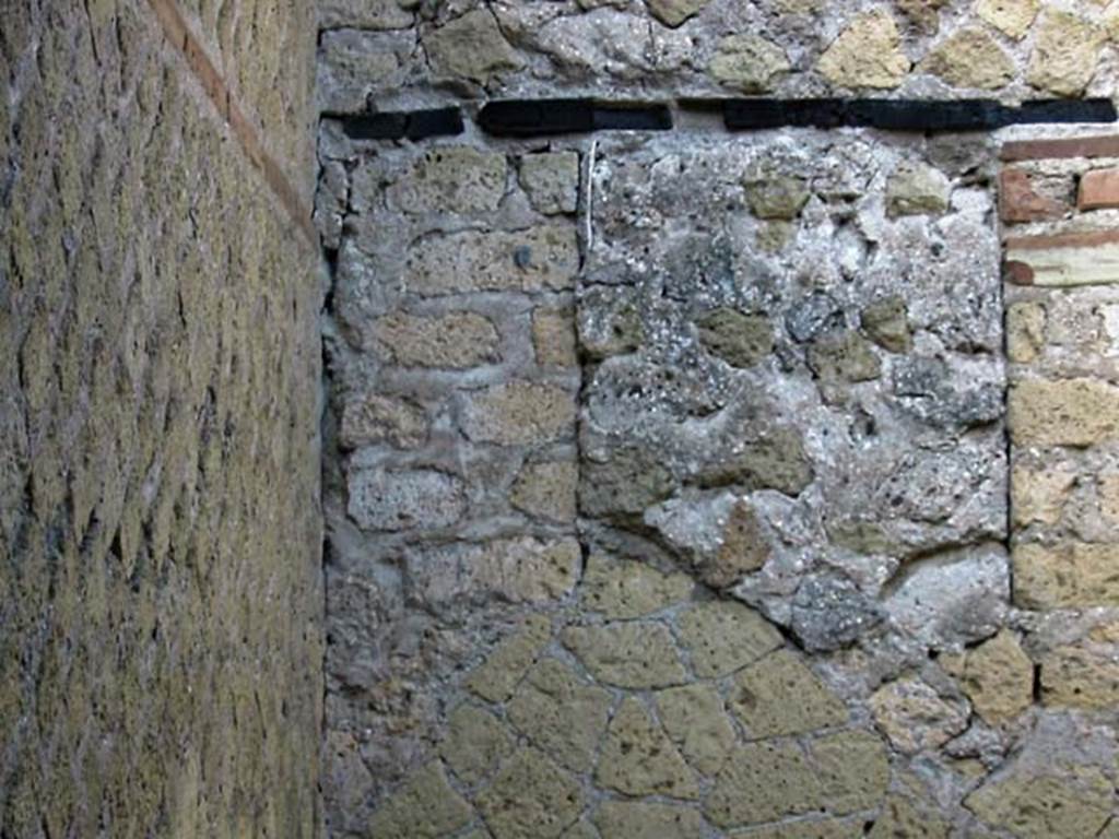 V.15, Herculaneum, May 2003.  Detail of north wall in latrine. Photo courtesy of Nicolas Monteix.