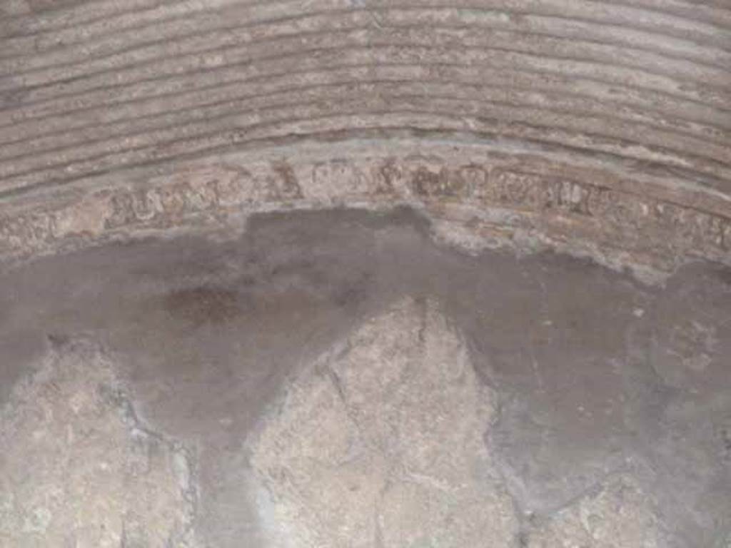 VI.8, Herculaneum. May 2010. Black mosaic of Triton on white mosaic flooring of changing room or apodyterium.
