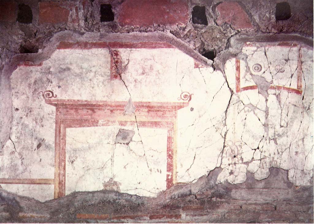 VI.17 Herculaneum. Not dated. Painted decoration on upper north wall of portico in north-west corner.