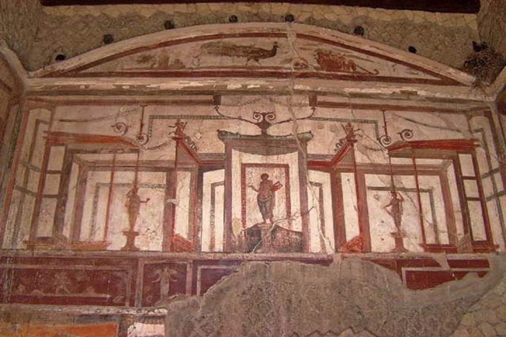 VI.17, Herculaneum. April 2002. North wall of triclinium. Photo courtesy of Nicolas Monteix.


