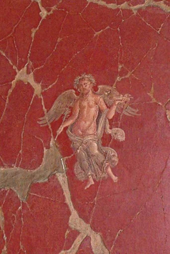 VI.17, Herculaneum. Not dated. Detail of painted figure from east wall of triclinium. 
Photo courtesy of Nicolas Monteix.

