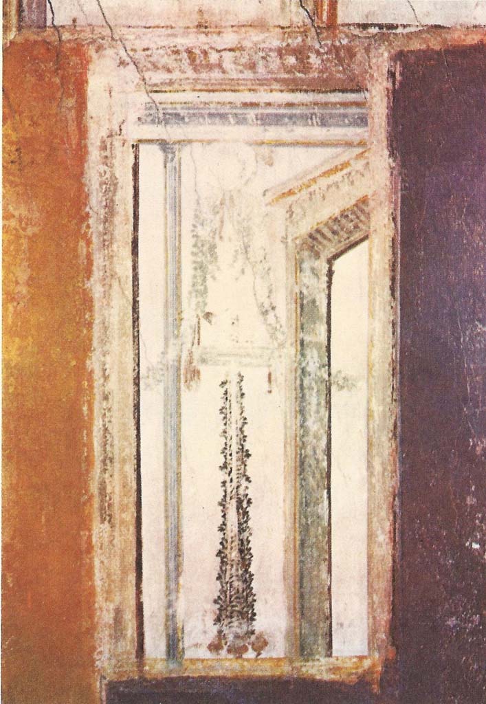 VI.17 Herculaneum. Not dated. Room 15, detail from north wall of cubiculum. 