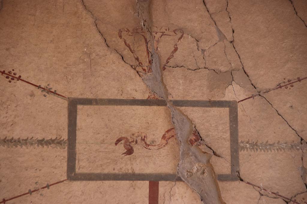 VI.29 Herculaneum. October 2020. Tablinum 5, painted panel from upper west end of south wall. Photo courtesy of Klaus Heese.