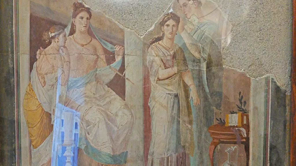 Ins. Orientalis II.4/19 Herculaneum. Painting of girl having her hair dressed.
Now in Naples Archaeological Museum. Inventory number 9022. Photo courtesy of Giuseppe Ciaramella, November 2018.

