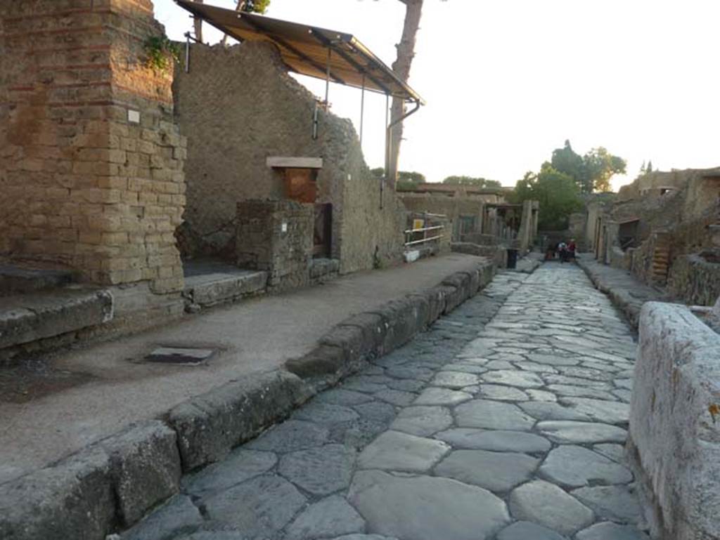 Cardo V, Herculaneum, September 2015. Looking south from near Ins. Or. II.4, on left. 