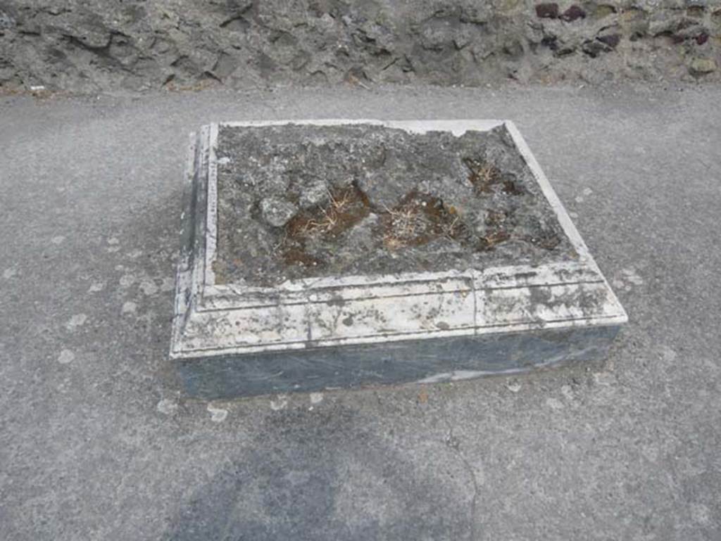 Herculaneum, August 2013. Sacred Area terrace, remains of an altar on the south side of the shrine of Venus. Photo courtesy of Buzz Ferebee.
