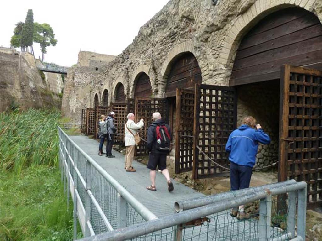 Herculaneum April 2014.  
Looking towards “boatsheds” on west side of steps, and below the Sacred Area. Photo courtesy of Klaus Heese.
