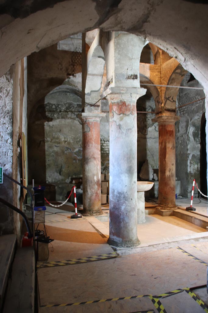 Suburban Baths, Herculaneum, October 2025. Looking east along north side of atrium. 
Photo courtesy of Klaus Heese.  
