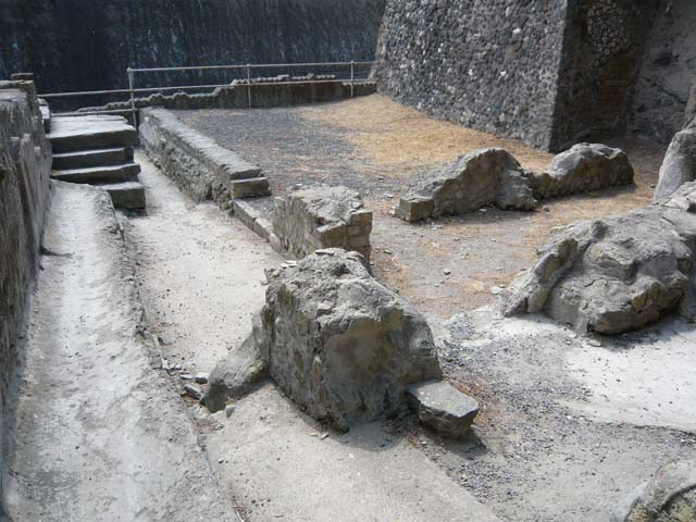 Herculaneum, August 2013. Sacred Area terrace, looking south in the north-west corner. Photo courtesy of Buzz Ferebee.
