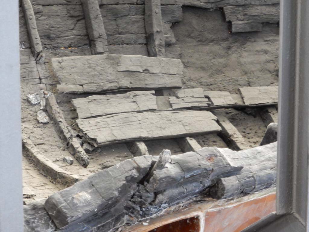 Herculaneum, June 2019. Detail of wooden planking near stern of boat. Photo courtesy of Buzz Ferebee.