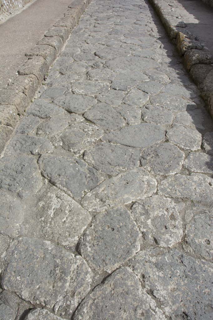Herculaneum. March 2019. Cardo III, detail of blocks used for roadway.
Foto Annette Haug, ERC Grant 681269 DÉCOR.
