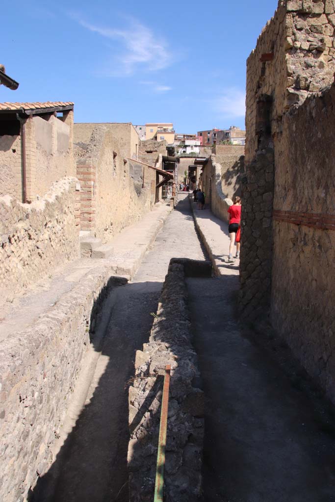 Cardo IV, Herculaneum. September 2019. Looking north from near IV.1/2, on right.
Photo courtesy of Klaus Heese. 
