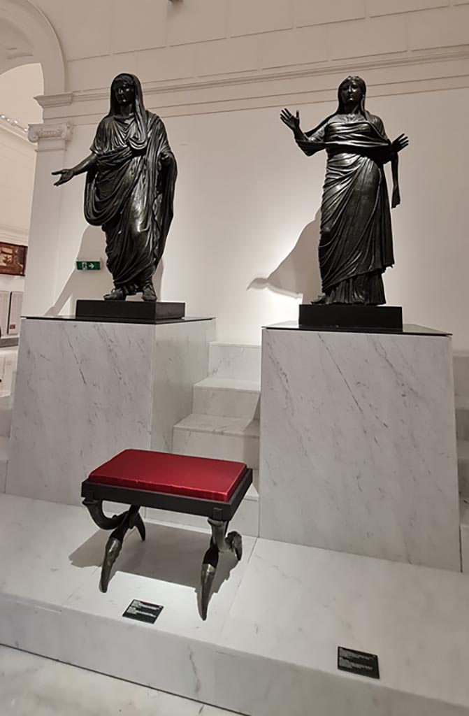 Herculaneum Theatre. April 2023.
Bronze statues of Tiberius, on left, and Livia, on right.
On display in “Campania Romana” gallery in Naples Archaeological Museum.
Photo courtesy of Giuseppe Ciaramella.
